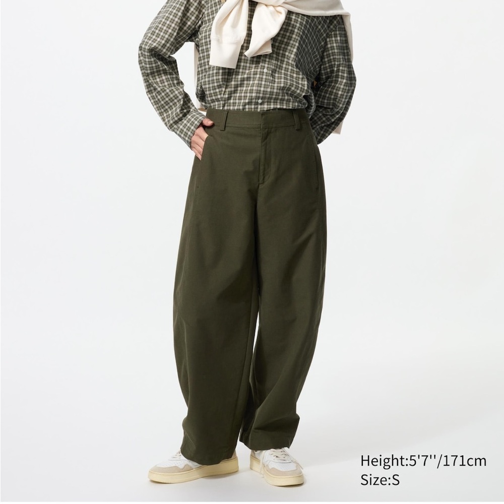 Uniqlo Jersey Barrel Pants - Olive Green